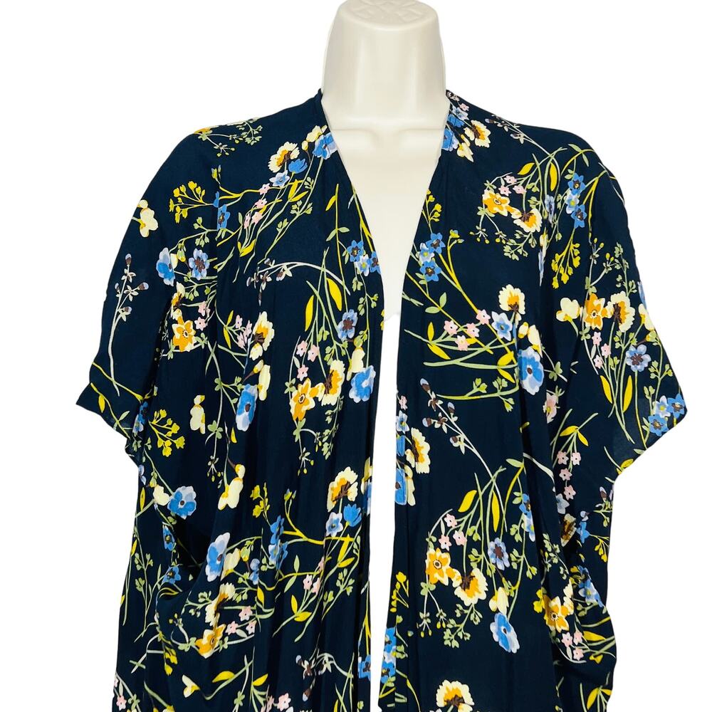 LOFT Ann Taylor Floral Shacket Top Light Jacket Blue - M/L